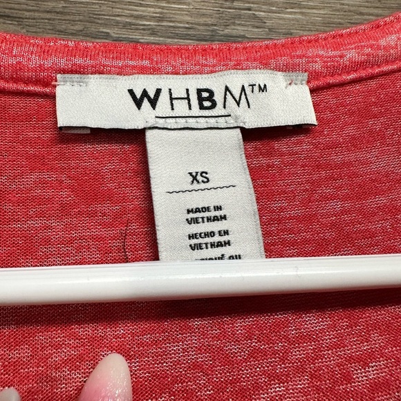 White House Black Market Red Flutter Sleeve Fitted Tee - Picture 3 of 5